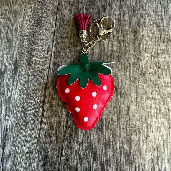 West Hills Studio Accessories - Red Strawberry Keychain Purse Charm Key Chain  NEW FAST SHIP